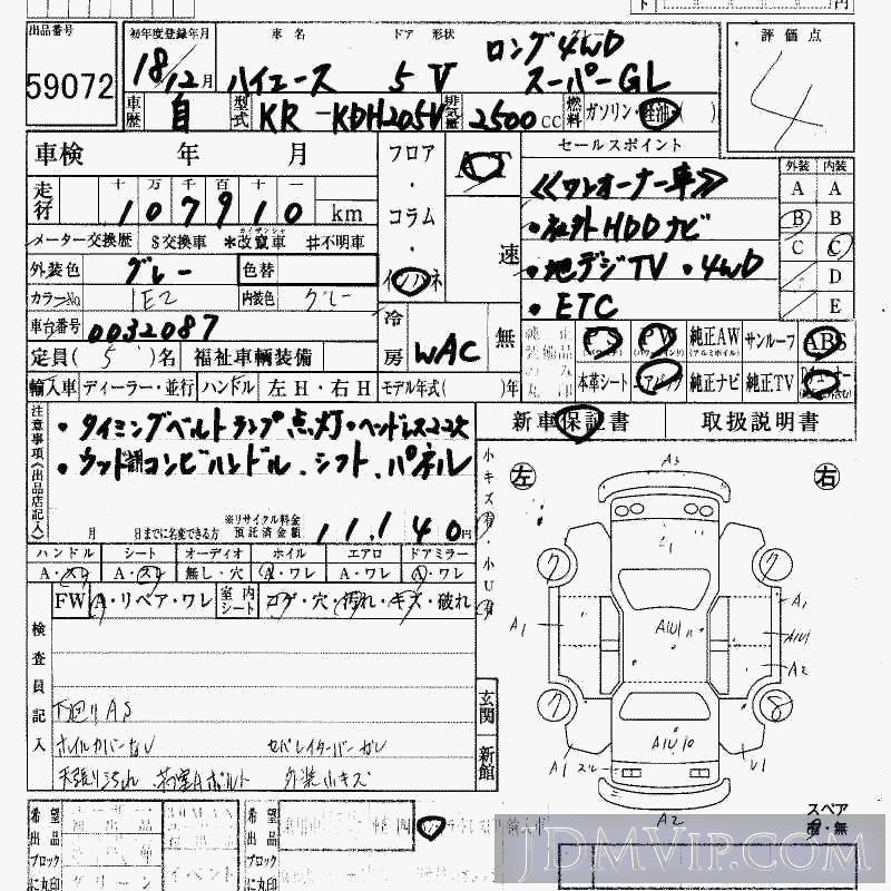 2006 TOYOTA HIACE VAN 4WD_GL_L KDH205V - 59072 - HAA Kobe