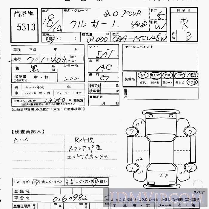 2006 TOYOTA KLUGER 3.0FOUR_4WD MCU25W - 5313 - JU Gifu