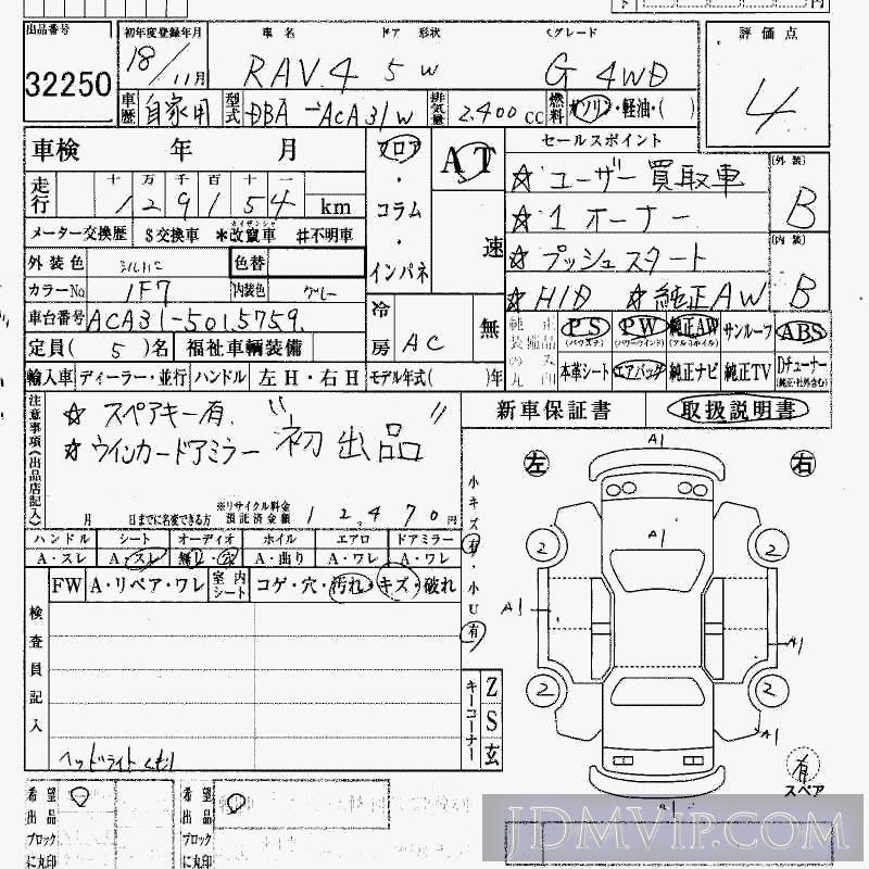 2006 TOYOTA RAV4 4WD_G ACA31W - 32250 - HAA Kobe