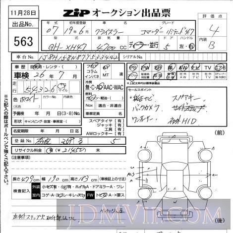 2007 CHRYSLER JEEP COMMANDER LTD_4.7 XH47 - 563 - ZIP Osaka