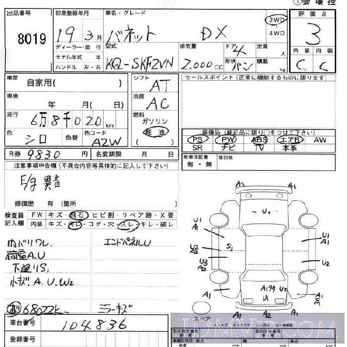 2007 OTHERS VANETTE VAN DX SKF2VN - 8019 - JU Fukushima