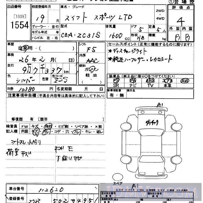 2007 SUZUKI SWIFT LTD ZC31S - 1554 - JU Saitama