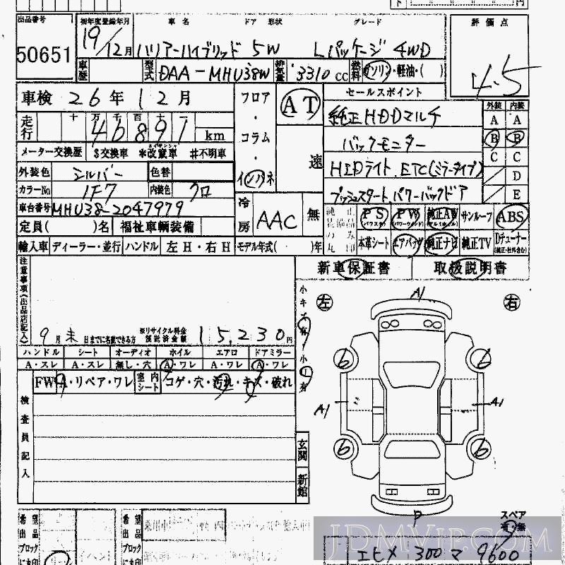 2007 TOYOTA HARRIER L_4WD MHU38W - 50651 - HAA Kobe