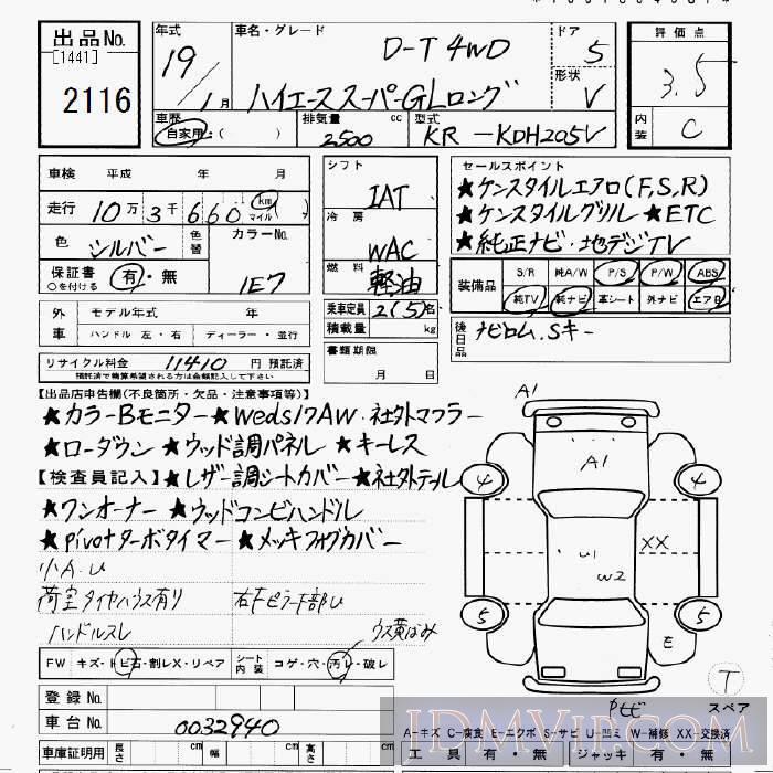 2007 TOYOTA HIACE VAN 4WD_GL__D KDH205V - 2116 - JU Gifu