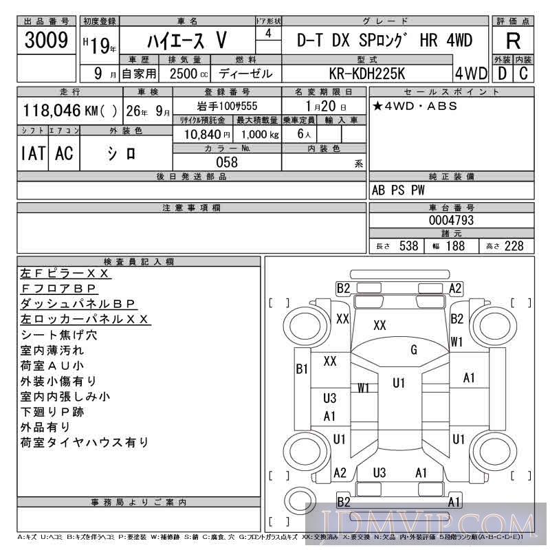 2007 TOYOTA HIACE VAN D-T_DX_SP_HR_4 KDH225K - 3009 - CAA Tohoku