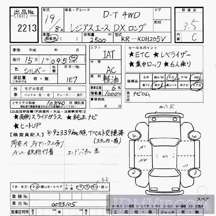 2007 TOYOTA REGIUS ACE 4WD_DX_D-T KDH205V - 2213 - JU Gifu