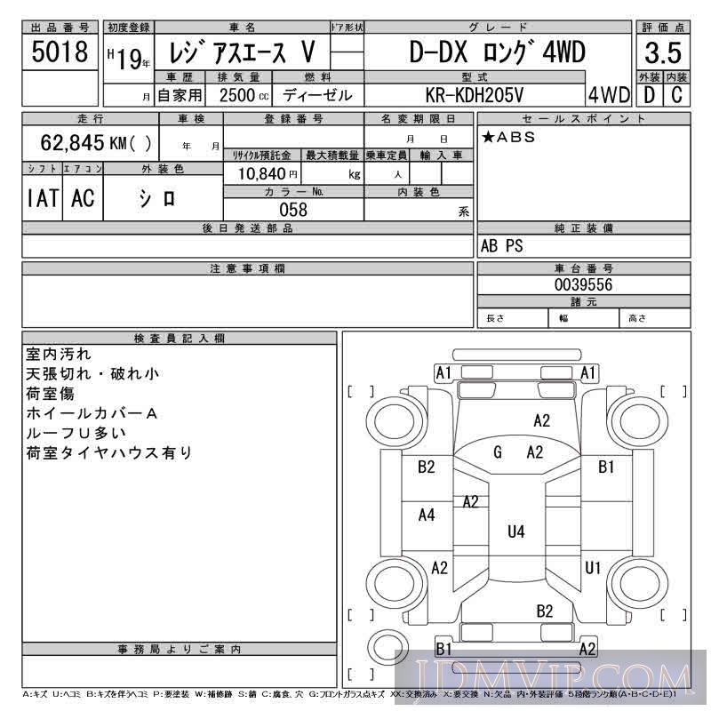 2007 TOYOTA REGIUS ACE D-DX_4WD KDH205V - 5018 - CAA Tokyo