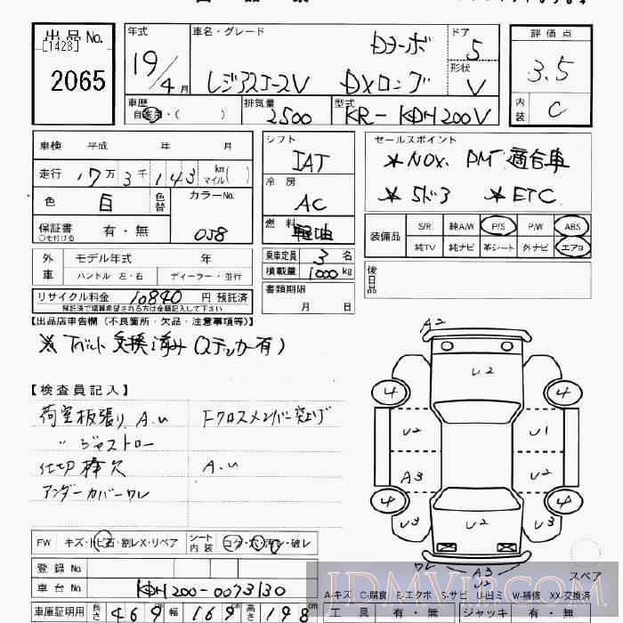 2007 TOYOTA REGIUS ACE DX__TB KDH200V - 2065 - JU Gifu