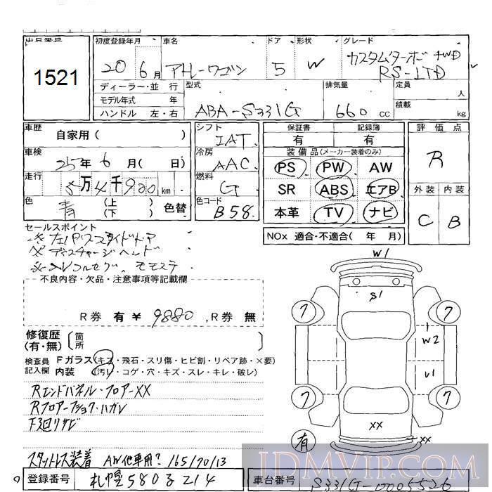 2008 DAIHATSU ATRAI WAGON 4WD_RS_LTD S331G - 1521 - JU Sapporo