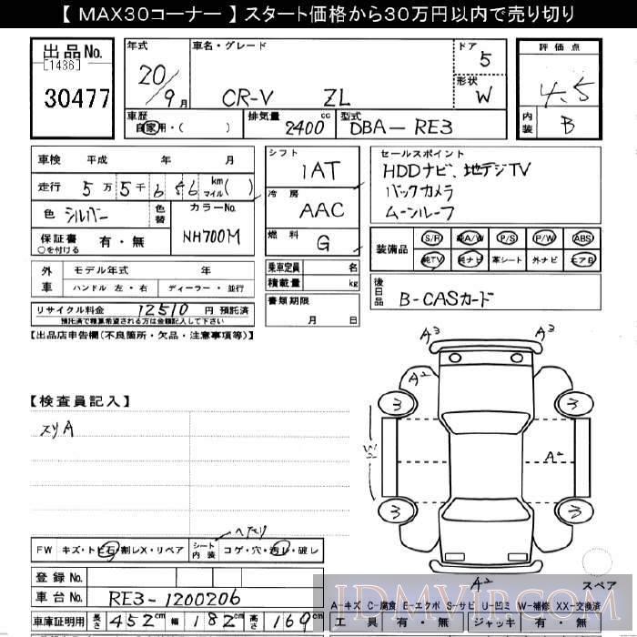 2008 HONDA CR-V ZL RE3 - 30477 - JU Gifu