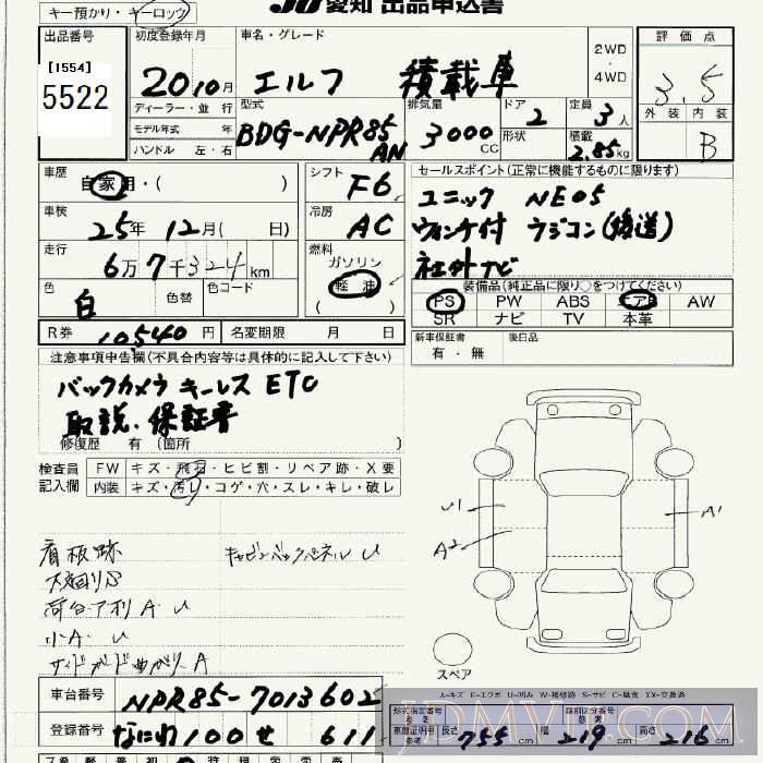 2008 ISUZU ELF TRUCK __2.85t NPR85AN - 5522 - JU Aichi
