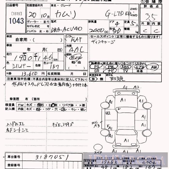2008 TOYOTA CAMRY G_LTD ACV40 - 1043 - JU Saitama