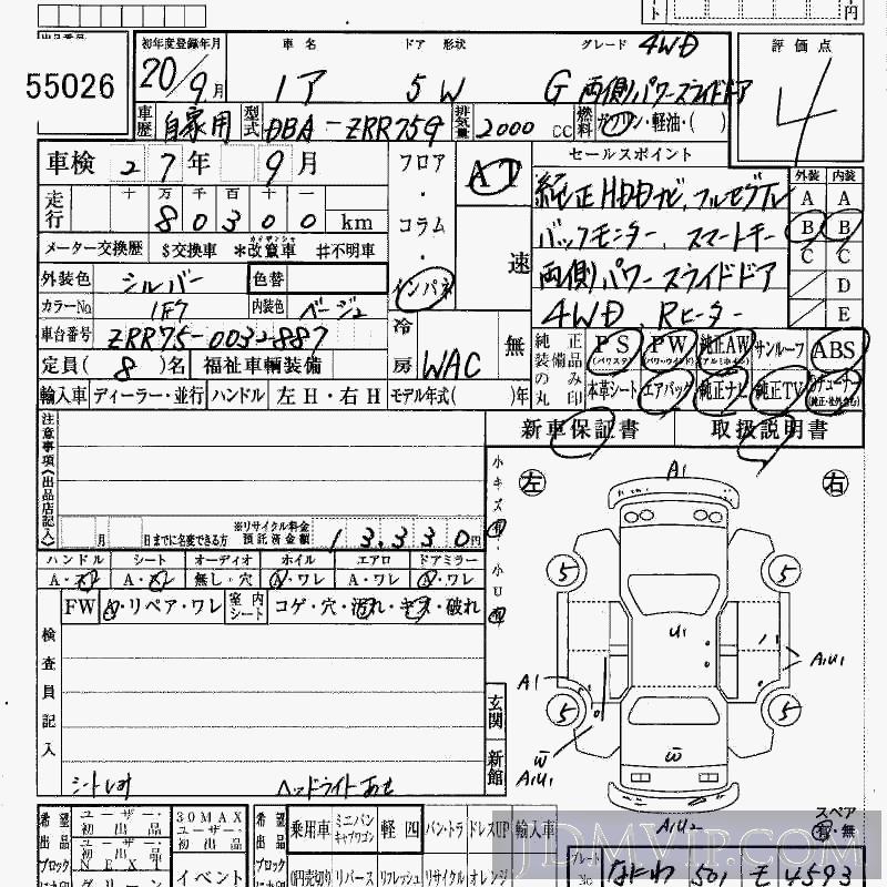 2008 TOYOTA NOAH 4WD_G_P ZRR75G - 55026 - HAA Kobe