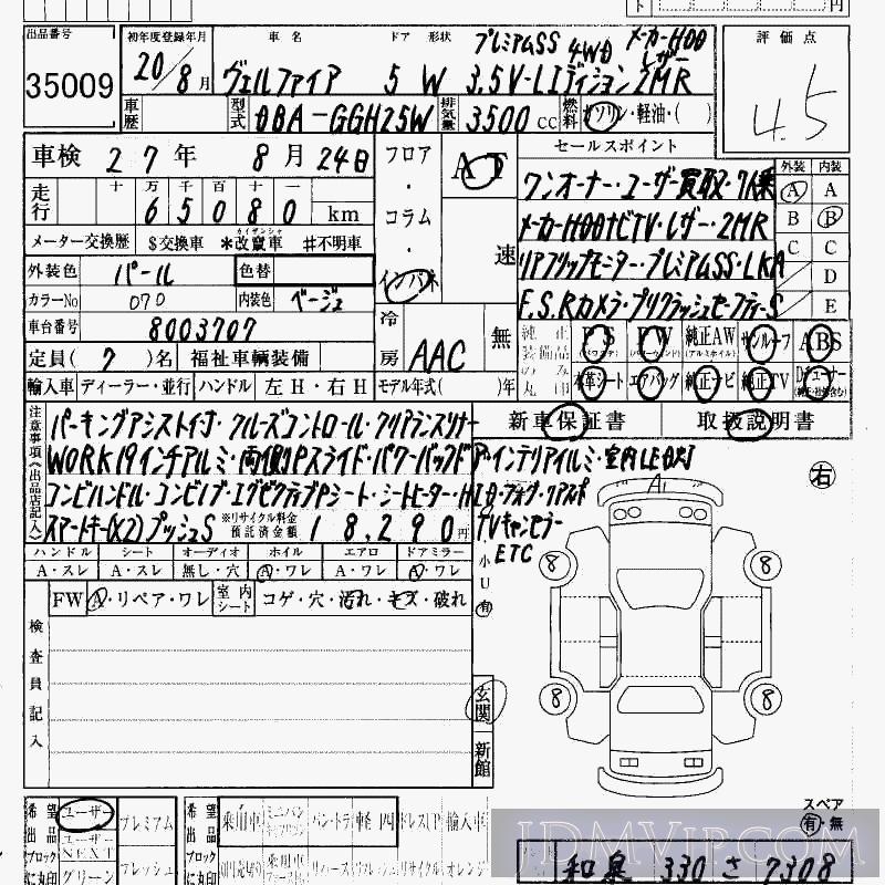 2008 TOYOTA VELLFIRE 4WD_3.5V_L_ED_2MR GGH25W - 35009 - HAA Kobe
