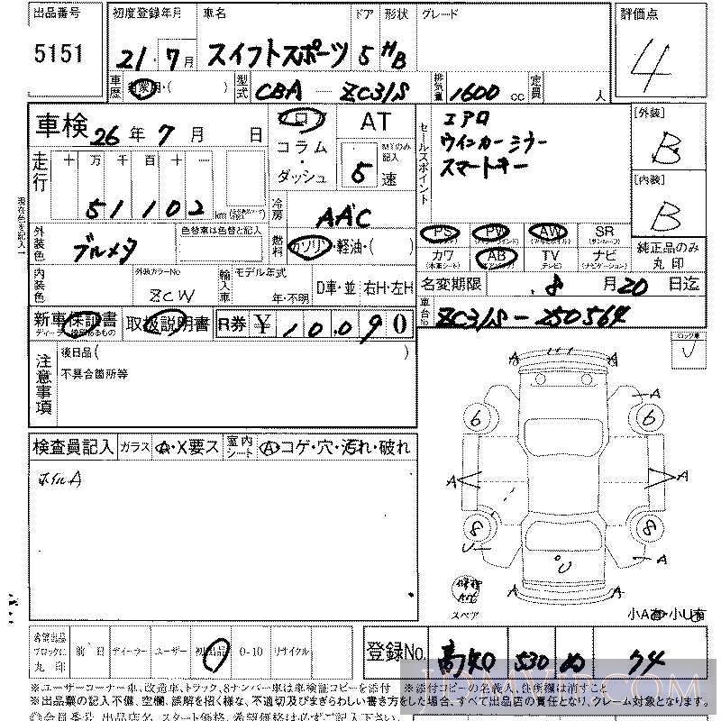2009 SUZUKI SWIFT  ZC31S - 5151 - LAA Shikoku