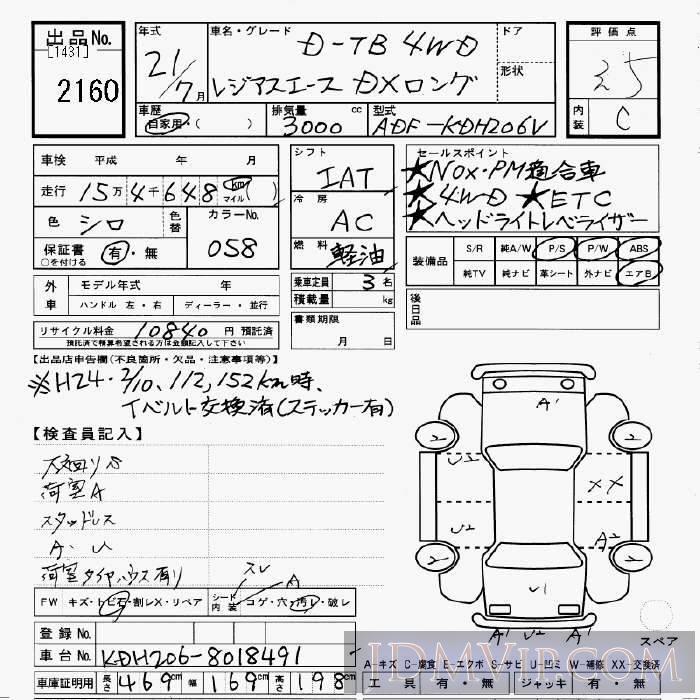 2009 TOYOTA REGIUS ACE 4WD_DX__TB KDH206V - 2160 - JU Gifu