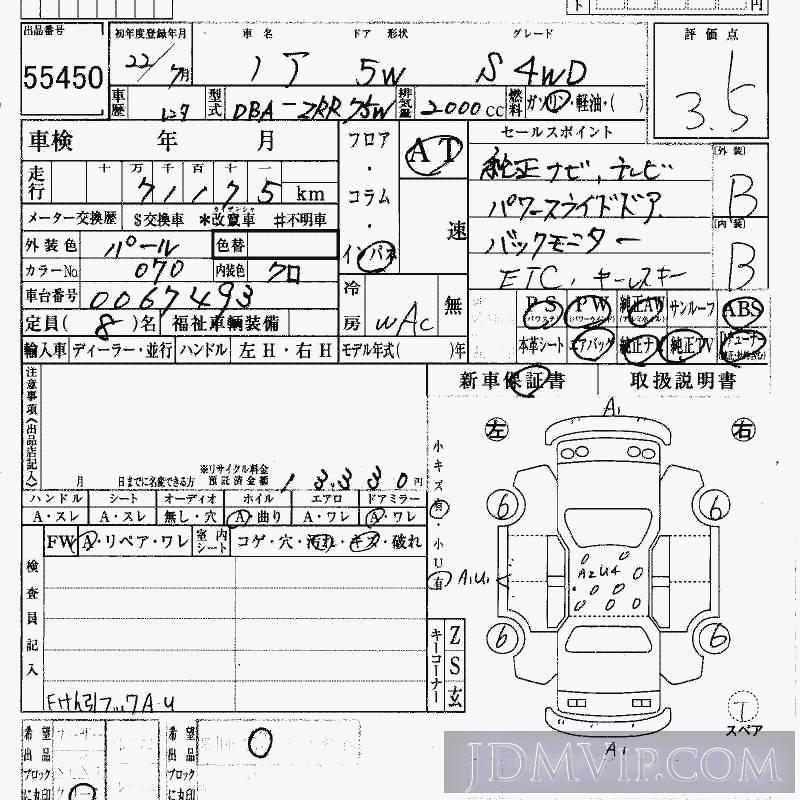 2010 TOYOTA NOAH 4WD_S ZRR75W - 55450 - HAA Kobe