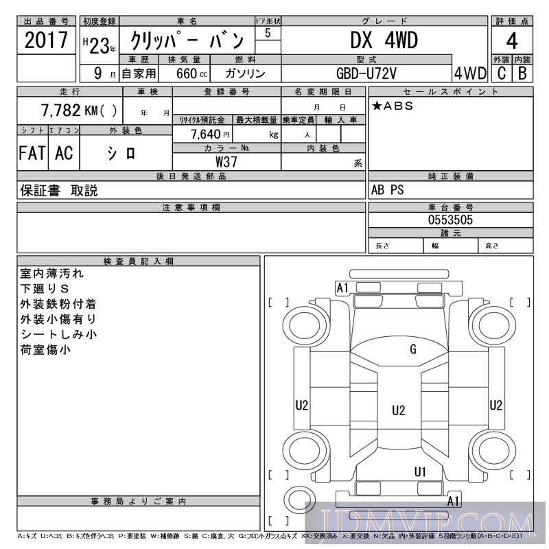 2011 NISSAN CLIPPER VAN DX_4WD U72V - 2017 - CAA Tohoku