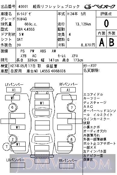 2012 DAIHATSU TANTO EXE G L455S - 40001 - BAYAUC
