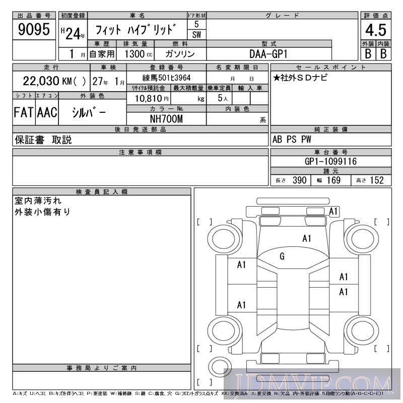 2012 HONDA FIT  GP1 - 9095 - CAA Tokyo