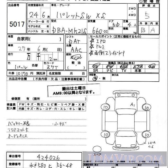 2012 SUZUKI PALETTE XS MK21S - 5017 - JU Ibaraki