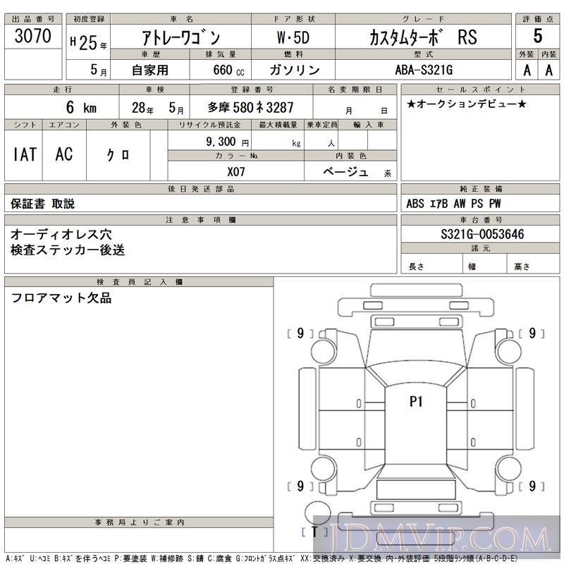 2013 DAIHATSU ATRAI WAGON _RS S321G - 3070 - TAA Kantou