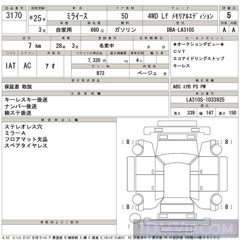 2013 DAIHATSU MIRA E:S 4WD_Lf_ LA310S - 3170 - TAA Tohoku