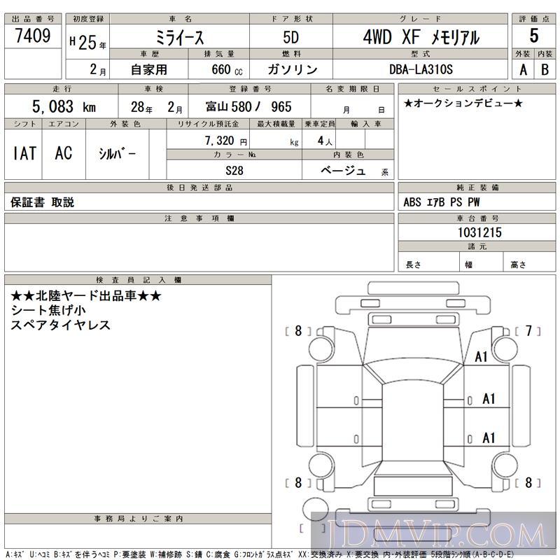 2013 DAIHATSU MIRA E:S 4WD_XF_ LA310S - 7409 - TAA Chubu