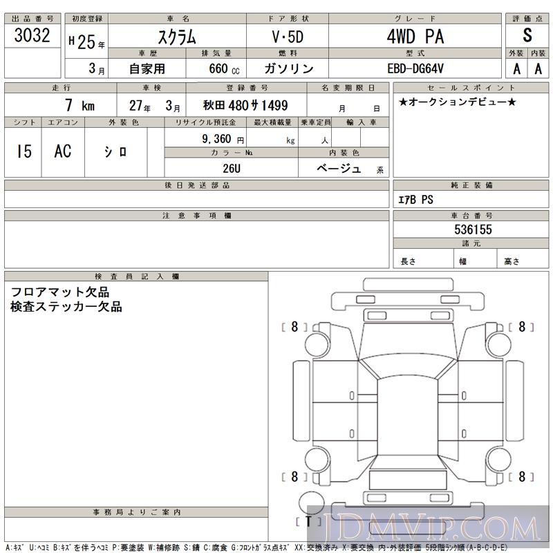2013 MAZDA SCRUM 4WD_PA DG64V - 3032 - TAA Tohoku