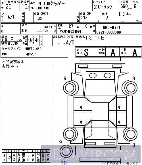 2013 NISSAN CLIPPER TRUCK DX_4WD U72T - 3101 - NAA Nagoya