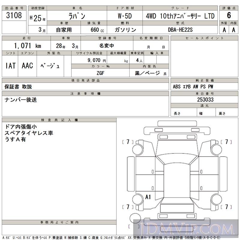 2013 SUZUKI LAPIN 4WD_10th_L HE22S - 3108 - TAA Tohoku