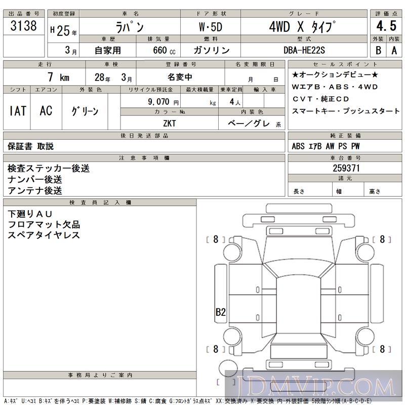 2013 SUZUKI LAPIN 4WD_X_ HE22S - 3138 - TAA Tohoku